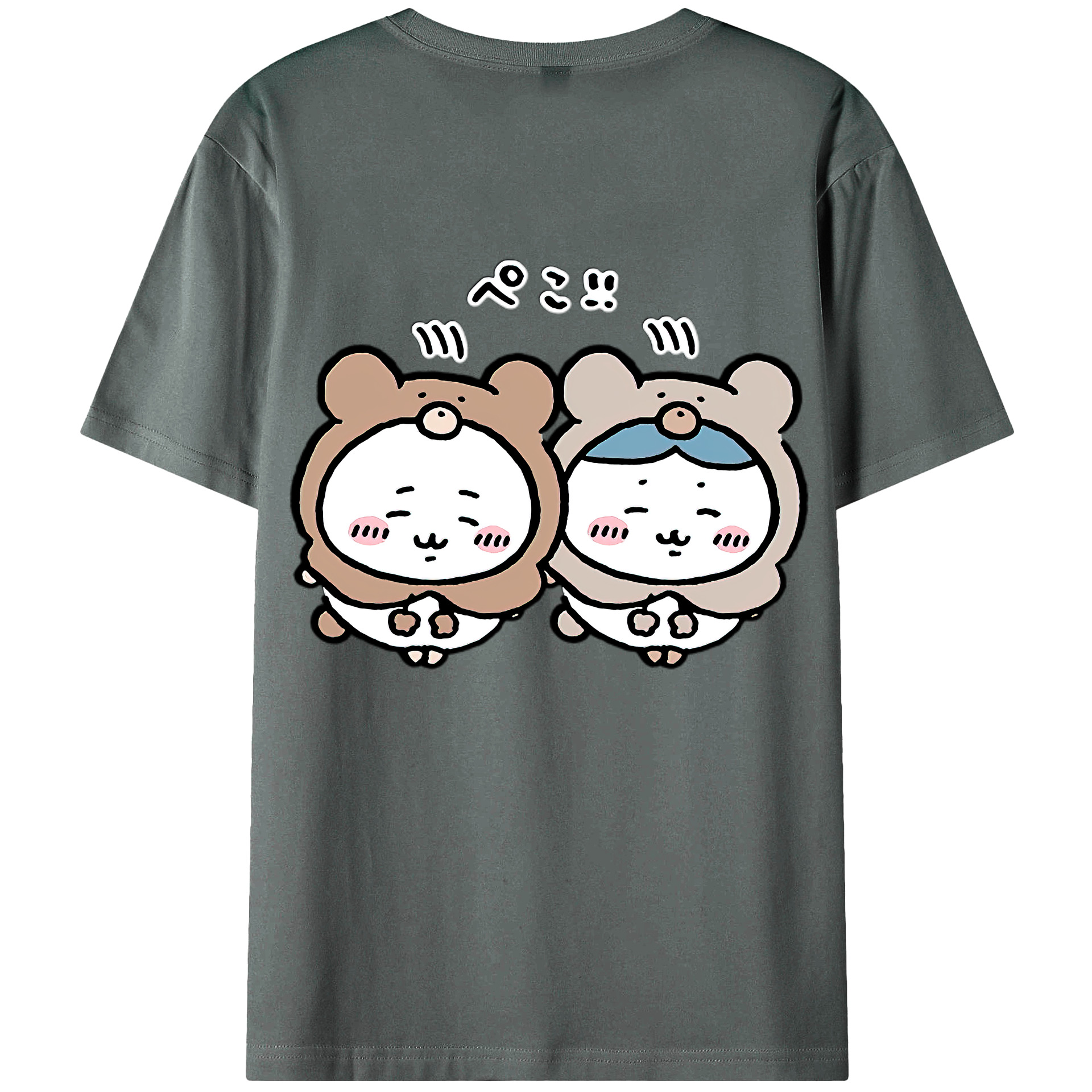 （画像用） ちいかわ ハチワレ Chii-kawa hachiware 綿100％半袖Tシャツ（背面プリント）